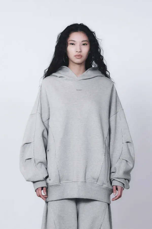 TMB Logo Piping Hoodie [ Melange Gray ]