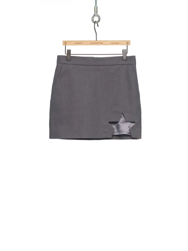 SS26 GRAY STAR CUTOUT MINI SKIRT