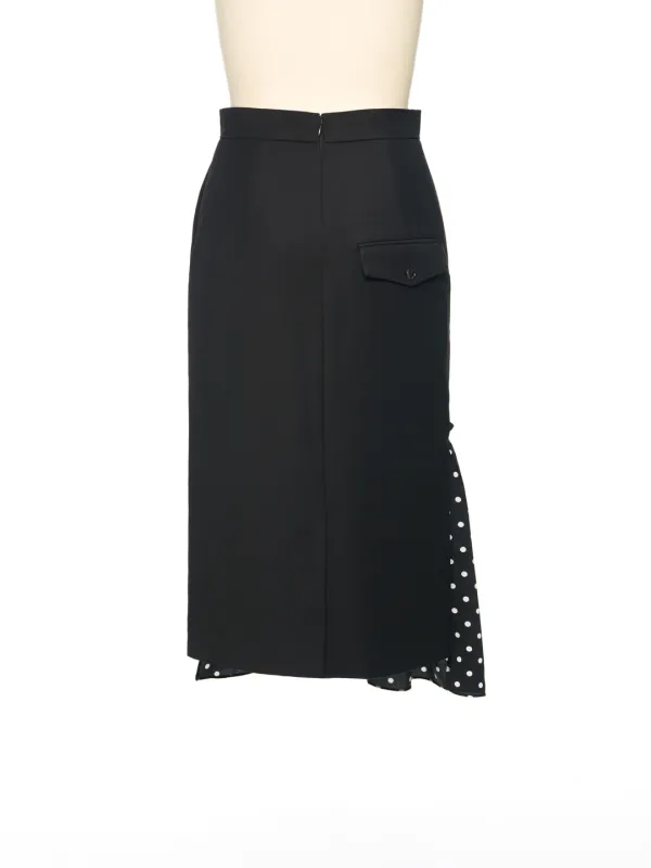 FW25 UNDERLINE BLACK DOT POINTED H-LINE SKIRT