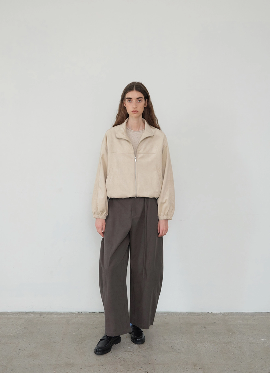 더라우스트 스웨이드 크롭 블루종 BEIGE 상품 이미지 2