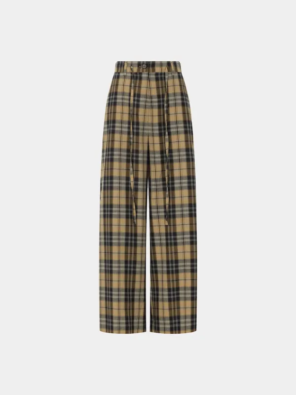 Lydan half elastic-waist checked PT