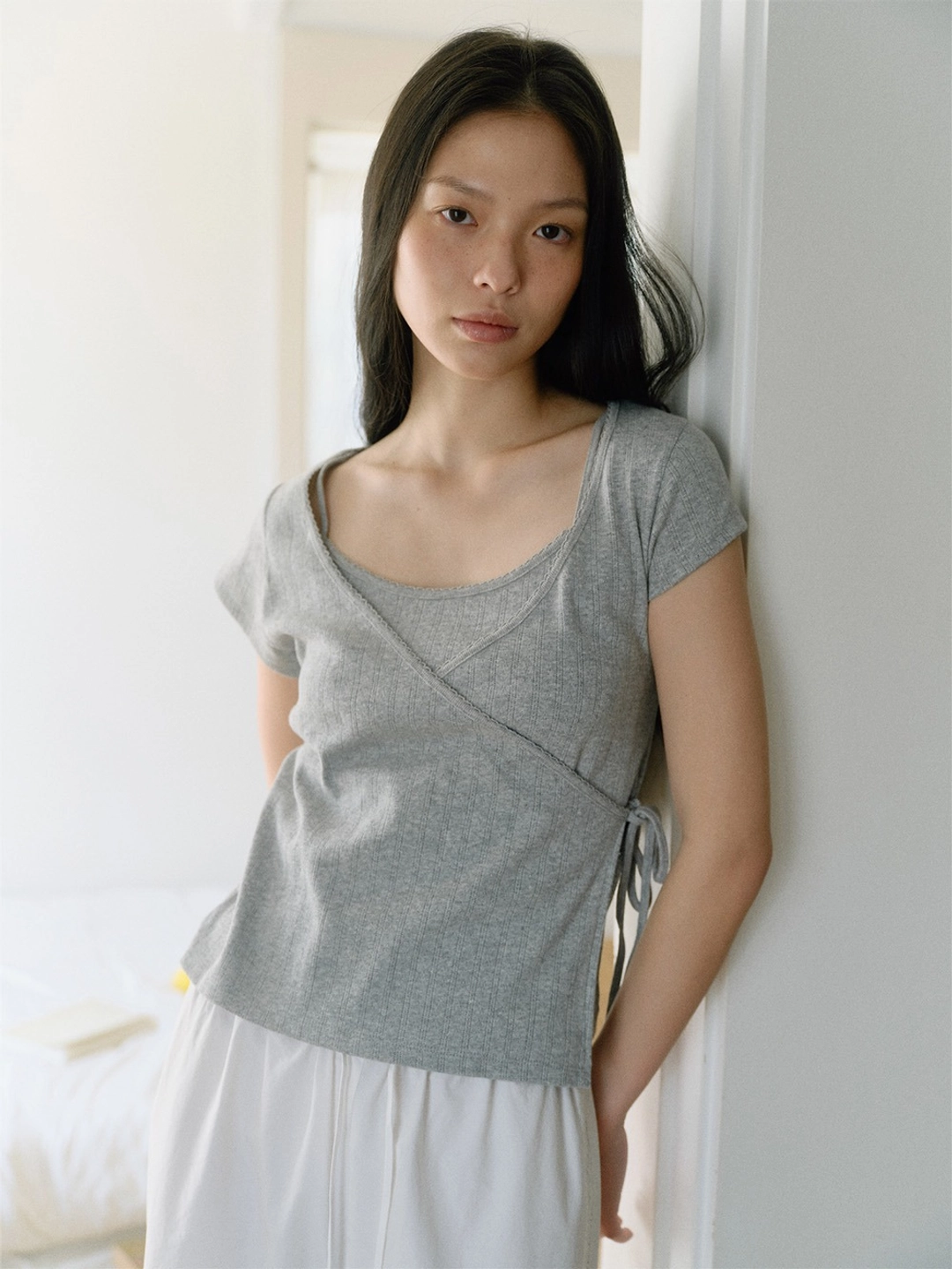 베이오드 eyelet sleeveless set top_gray 상품 이미지 2