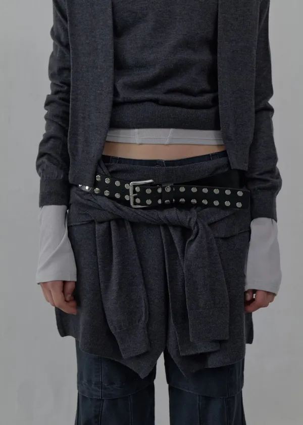 [2nd REORDER] TIED DETAIL LAYERED KNIT SKIRT (MELANGE GREY)
