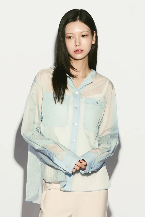 COLLAR DETAIL SHEER SHIRT
