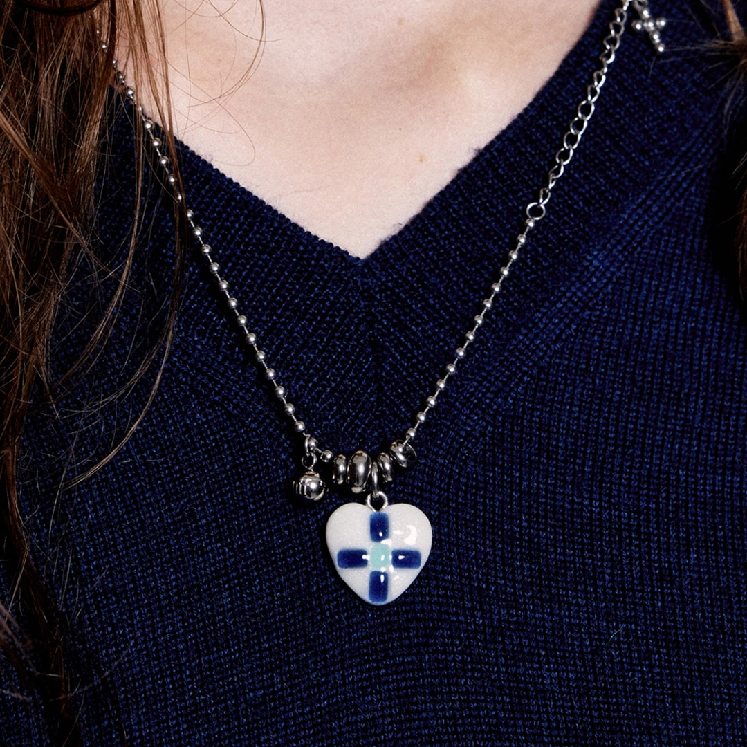 엔프프 rosette heart necklace-white 상품 이미지 1