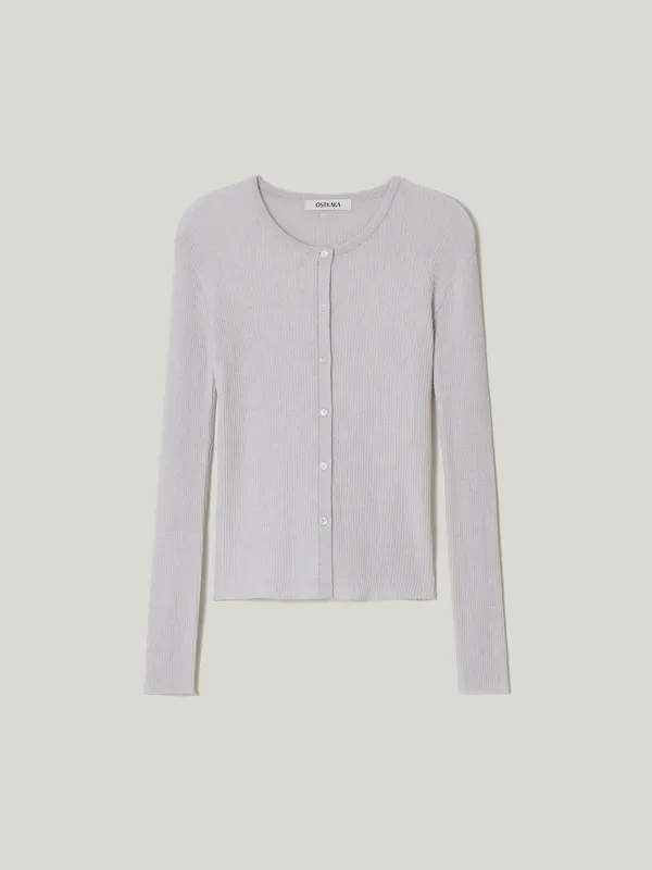 Summer Cotton Ribbed Cardigan Lavender