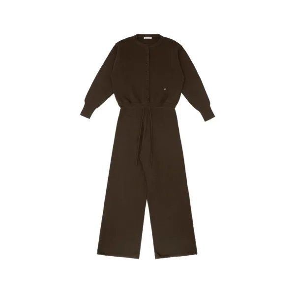 Wool Blend Knit Jumpsuit (chocolate brown)
