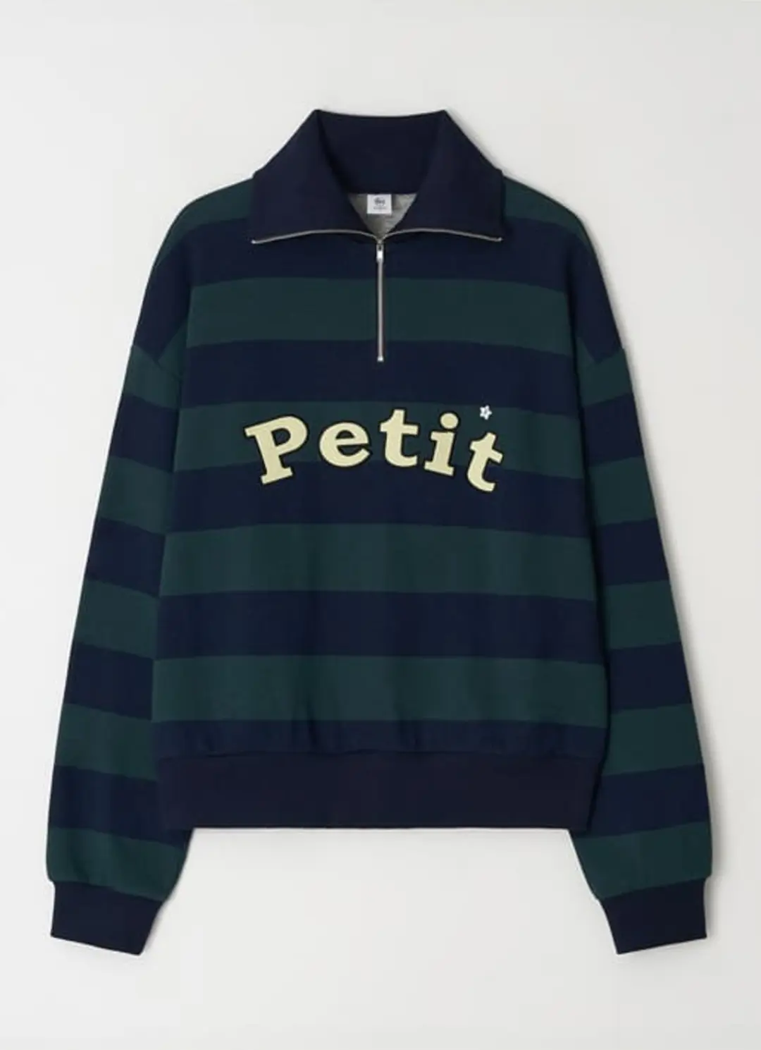 론론 STAR BUTTON PETIT APPLIQUE HALF ZIP UP SWEATSHIRTS GREEN NAVY 상품 이미지 3