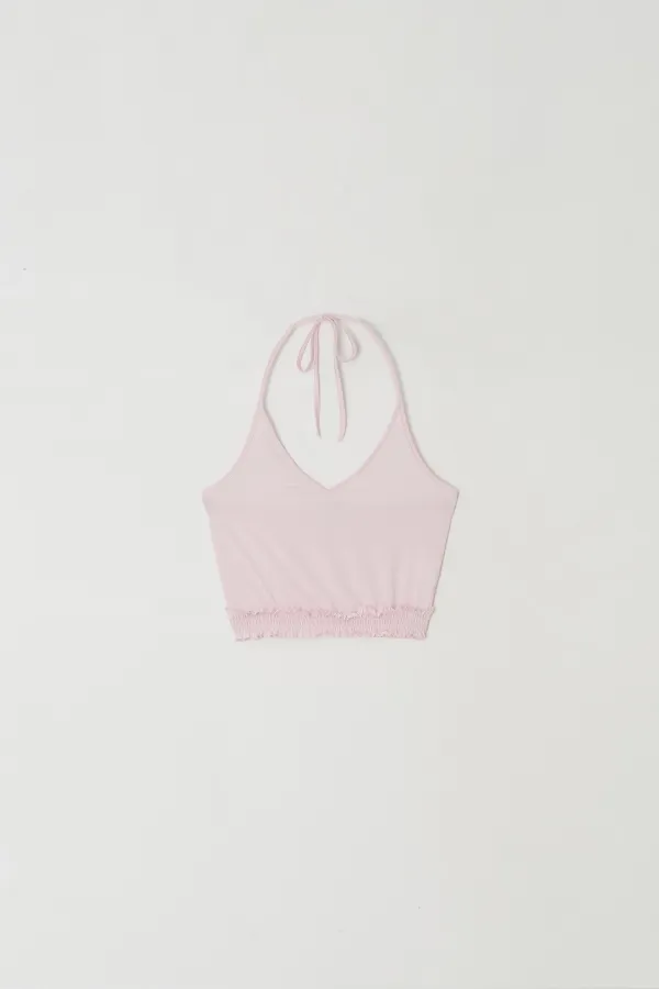 Shirred Halter Top (pink)