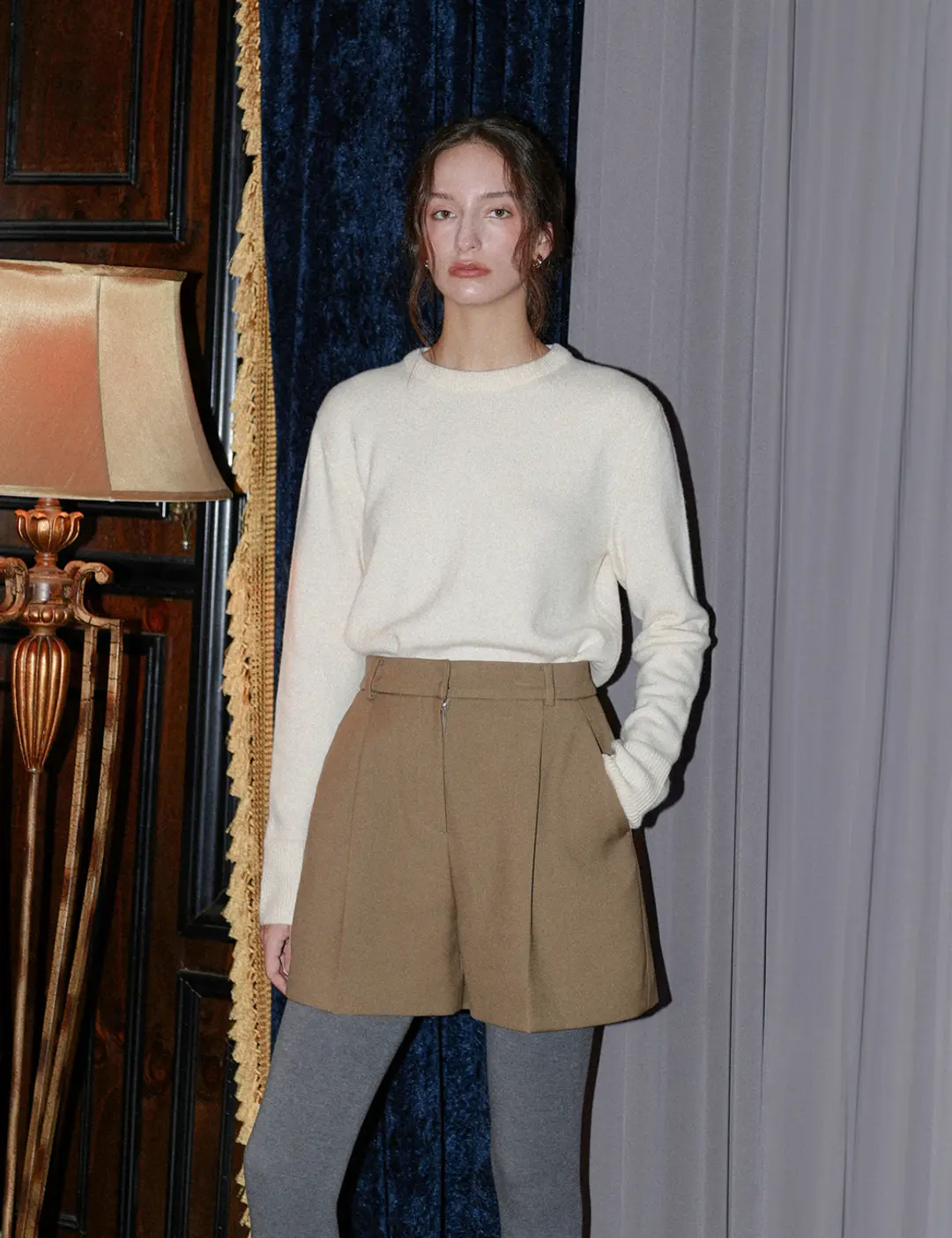 노미나떼 FW Classic Volume Short Pants (Khaki Beige) 상품 이미지 2