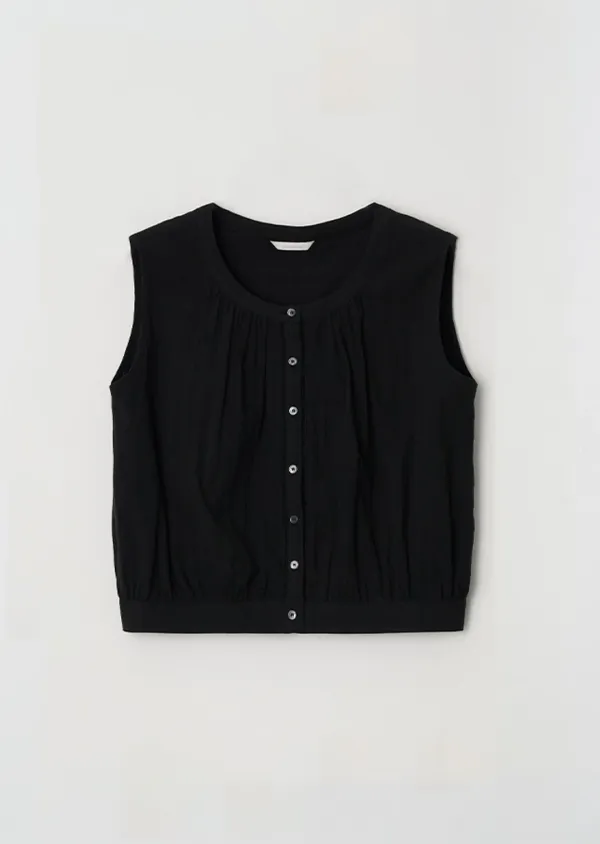 jacquard sleeveless blouse-black