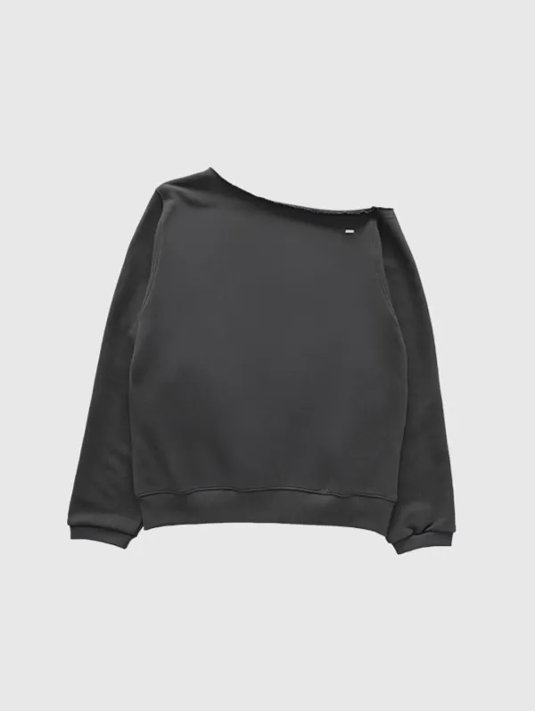 [6th 재입고] Po One-Shoulder Sweatshirt (Charcoal)
