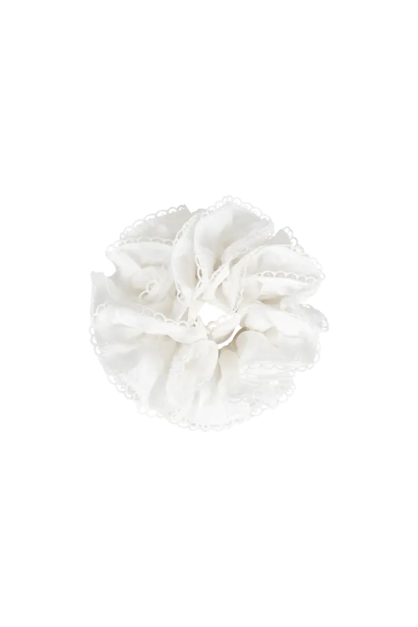 Sheer Bloom Scrunchie, White