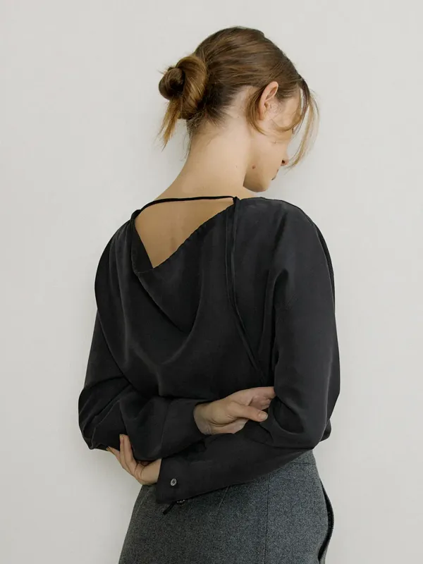 REVERSIBLE COWL BLOUSE_2COLOR