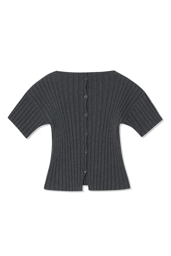 MILLIE KNIT SHORT CARDIGAN [DARK GREY]