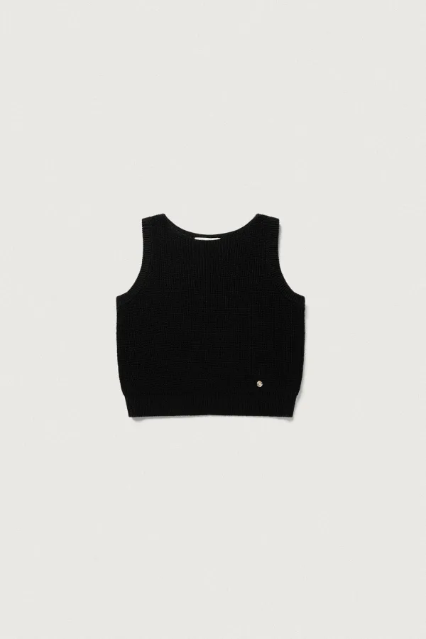 PAPER LINEN SLEEVELESS BLACK