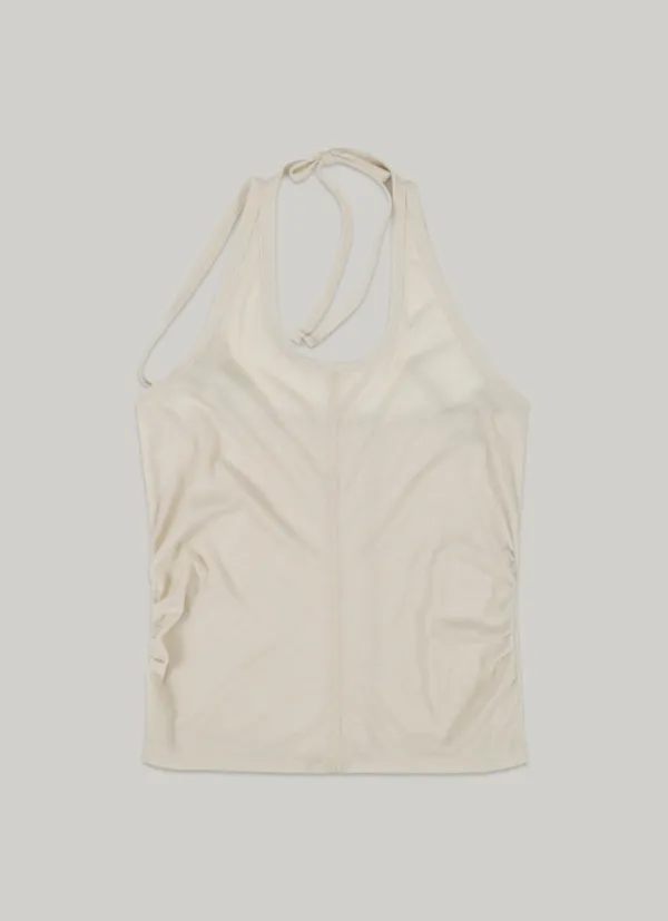 comos 1403 layered halter-neck T-shirt (light beige)