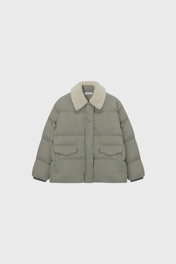 Heritage Fur Down Jumper (Khaki Beige / Dark Navy / Light Beige)