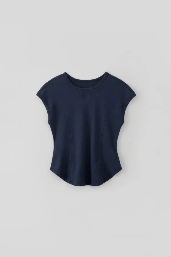 Cap Sleeve T-Shirts_Navy