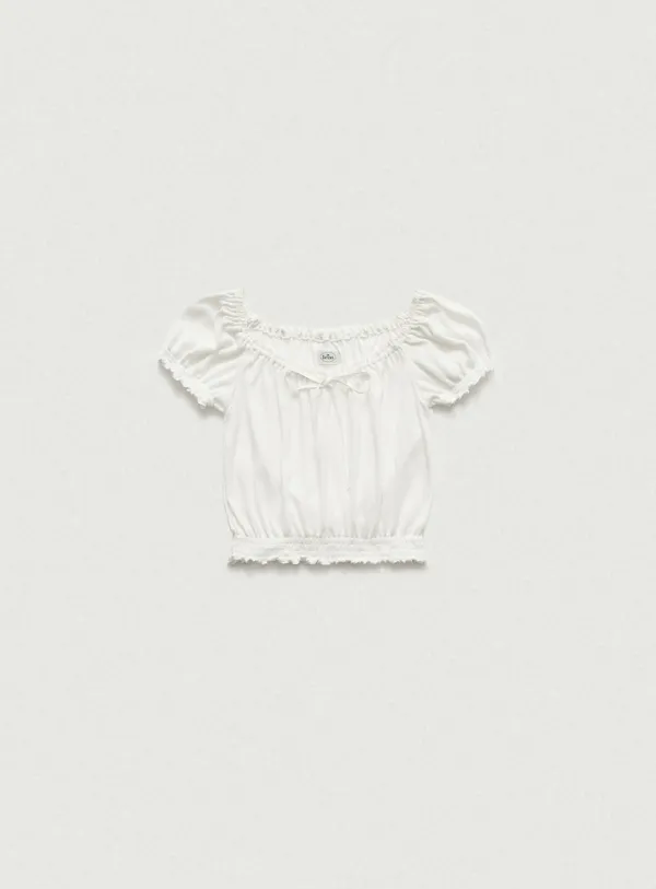 Rudy Shirring Puff Top_Ivory