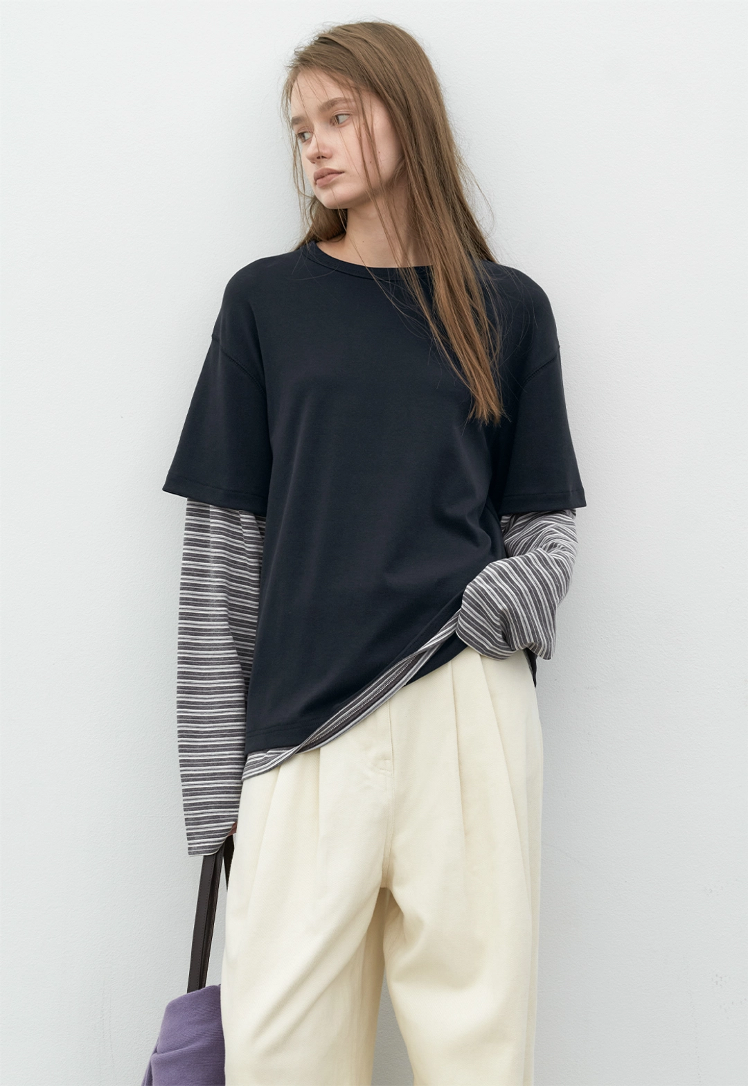아뜰리에 나인 (T-7281)STRIPE LONG-SLEEVE LAYERD TEE 상품 이미지 3