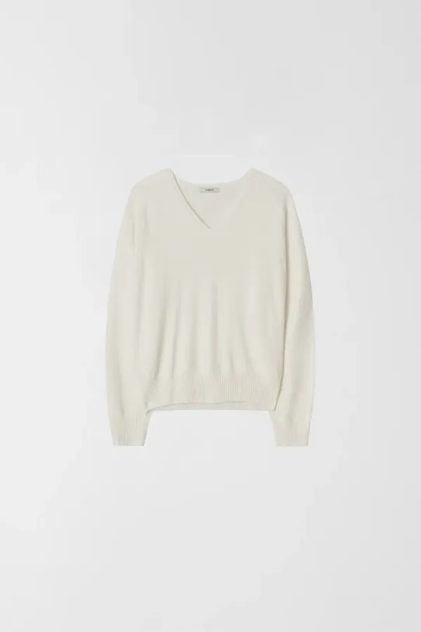 CASH MERINO V-NECK KNIT_IVORY_OE1C2MKN11IVY