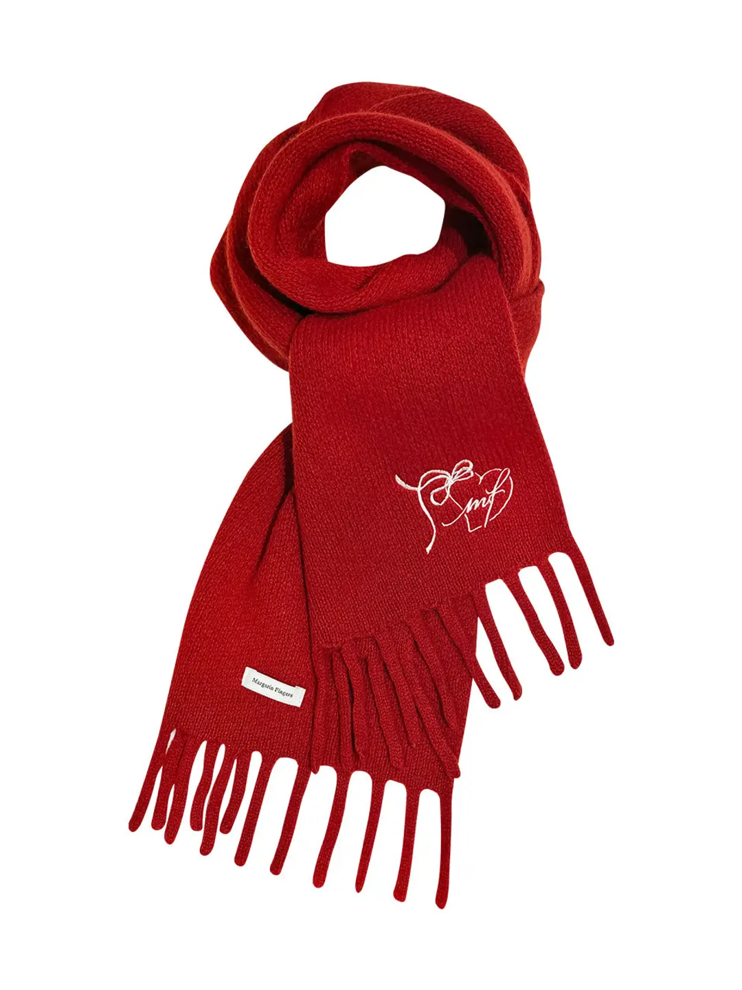 마가린핑거스 HEART EMBROIDERY WOOL MUFFLER (RED) 상품 이미지 3