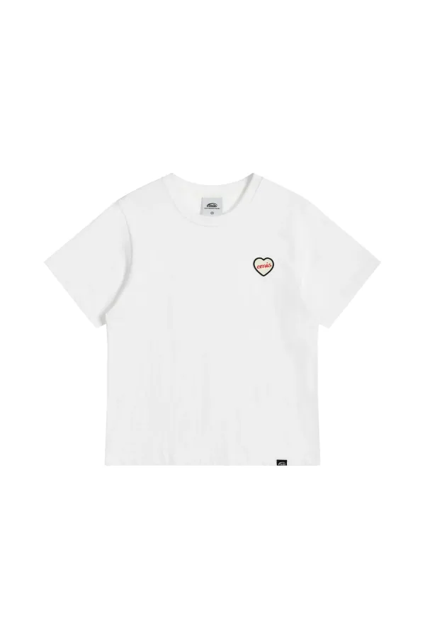 (W) HEART RUBBER PATCH T-SHIRT-WHITE