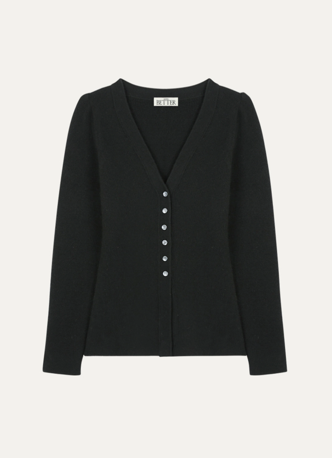노운베러 Volume sleeve V-neck knit cardigan [KNFW03CD05]_Black 상품 이미지 3