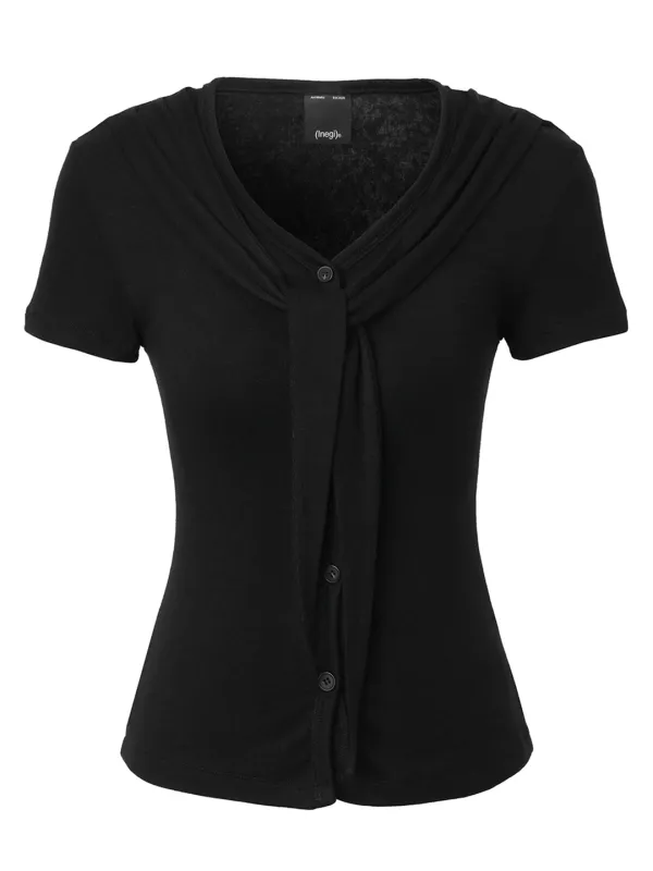 Mild Tie V-Neck Cardigan (black)
