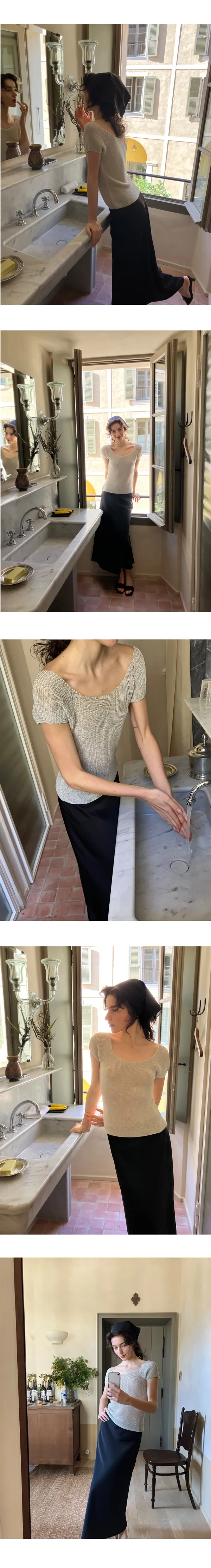 [7TH] Nadia Cap-Sleeve Top in Silver