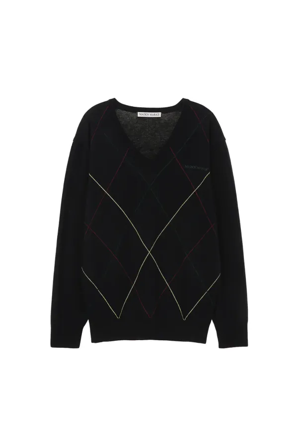 90s V-neck Knit, Navy