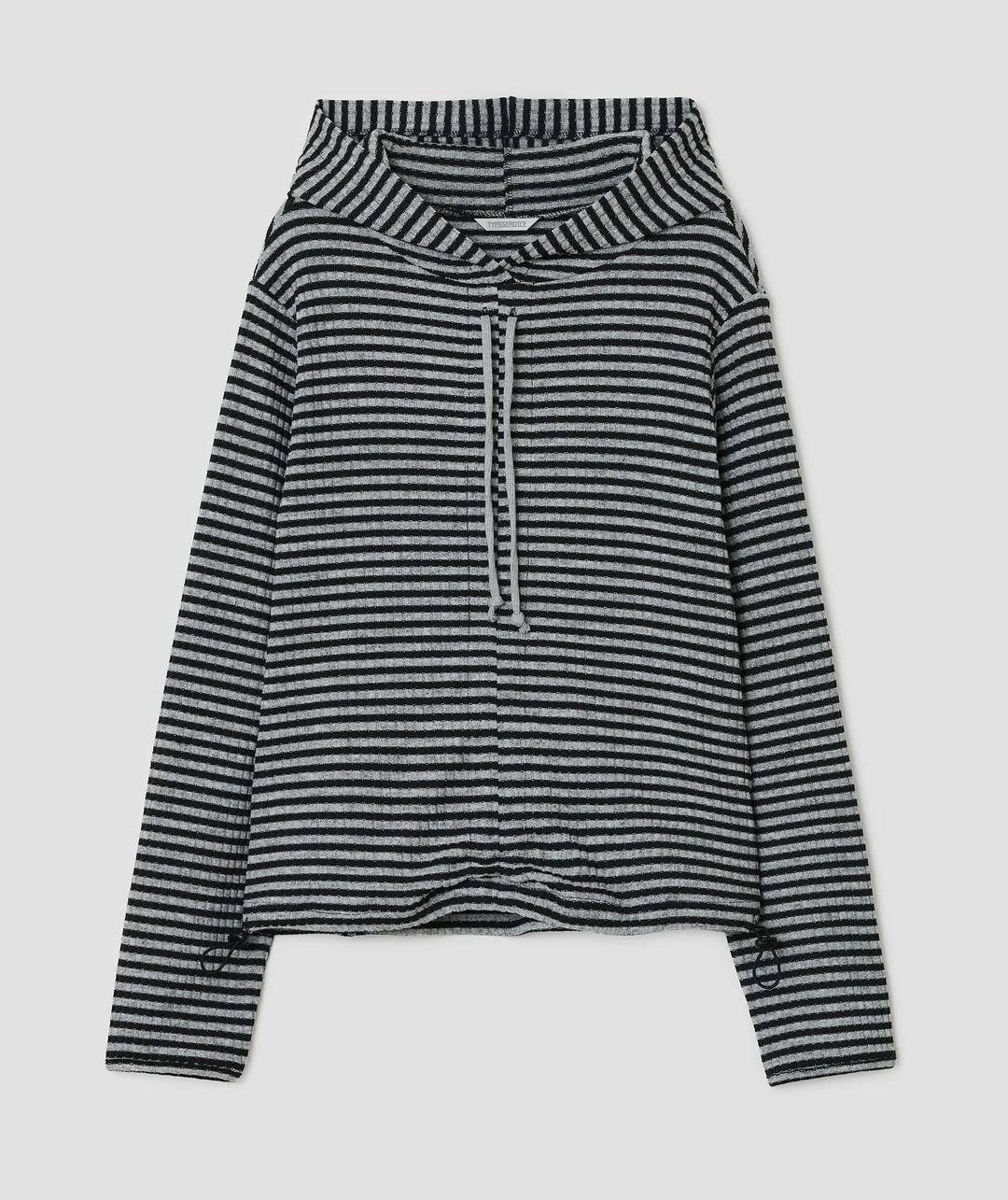 타입서비스 Stripe Shirred Hoodie [Black] 상품 이미지 1