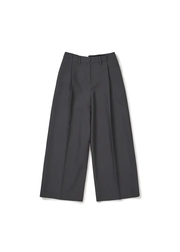 BACK-PLEATED WIDE PANTS (GREY)