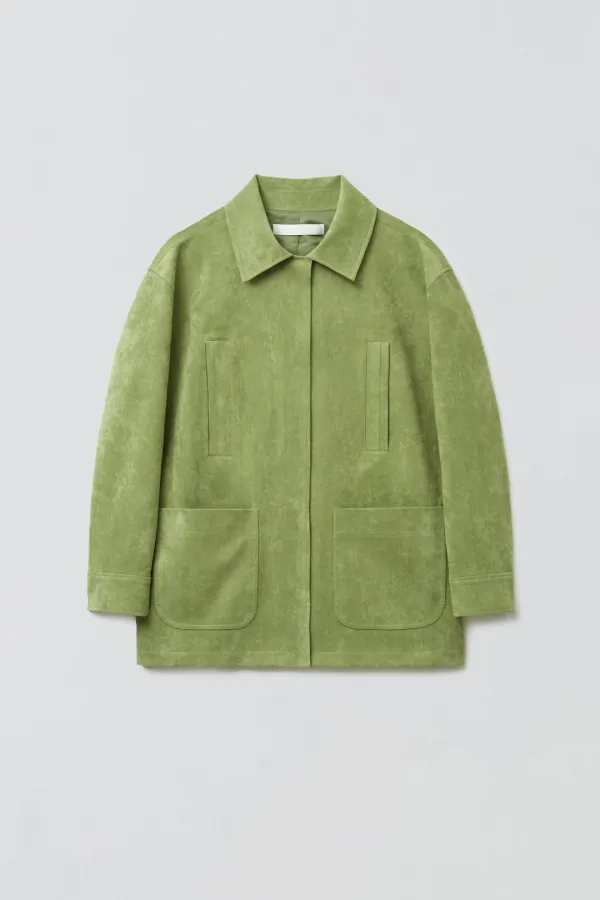 [1차 리오더] SUEDE SINGLE HALF JACKET_OLIVE