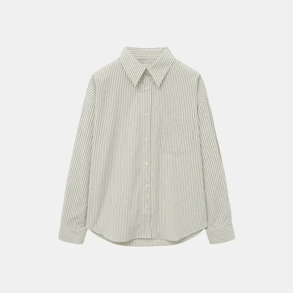 SITP5219 루즈 핏 모던 스트라이프 셔츠_Beige stripe