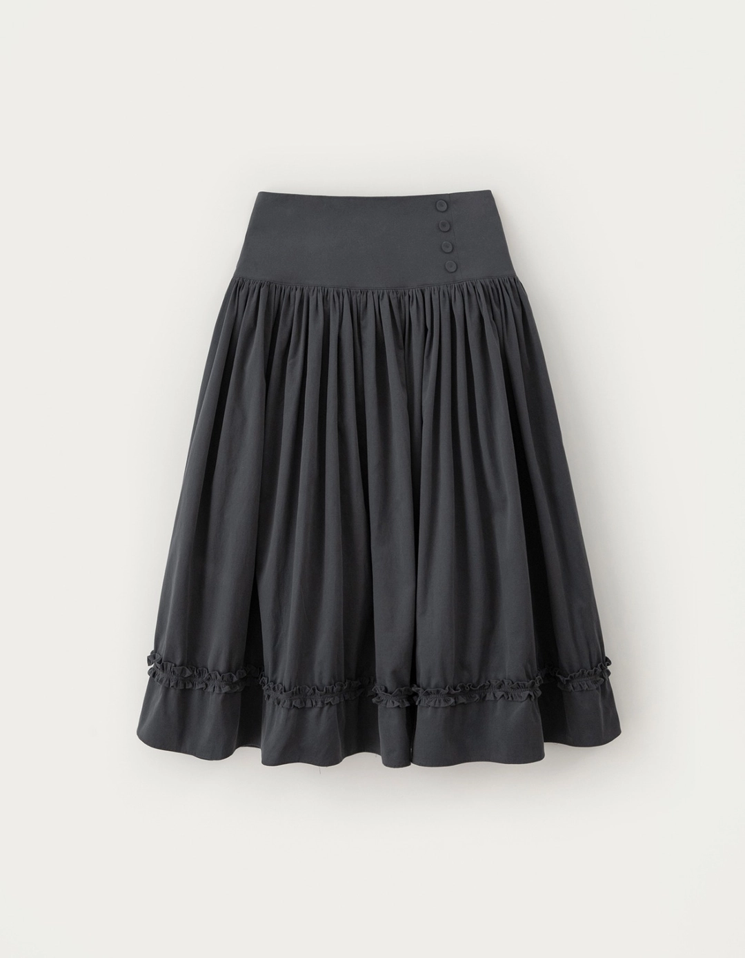 썸웨어버터 Button Shirring Long Skirt - Charcoal 상품 이미지 3