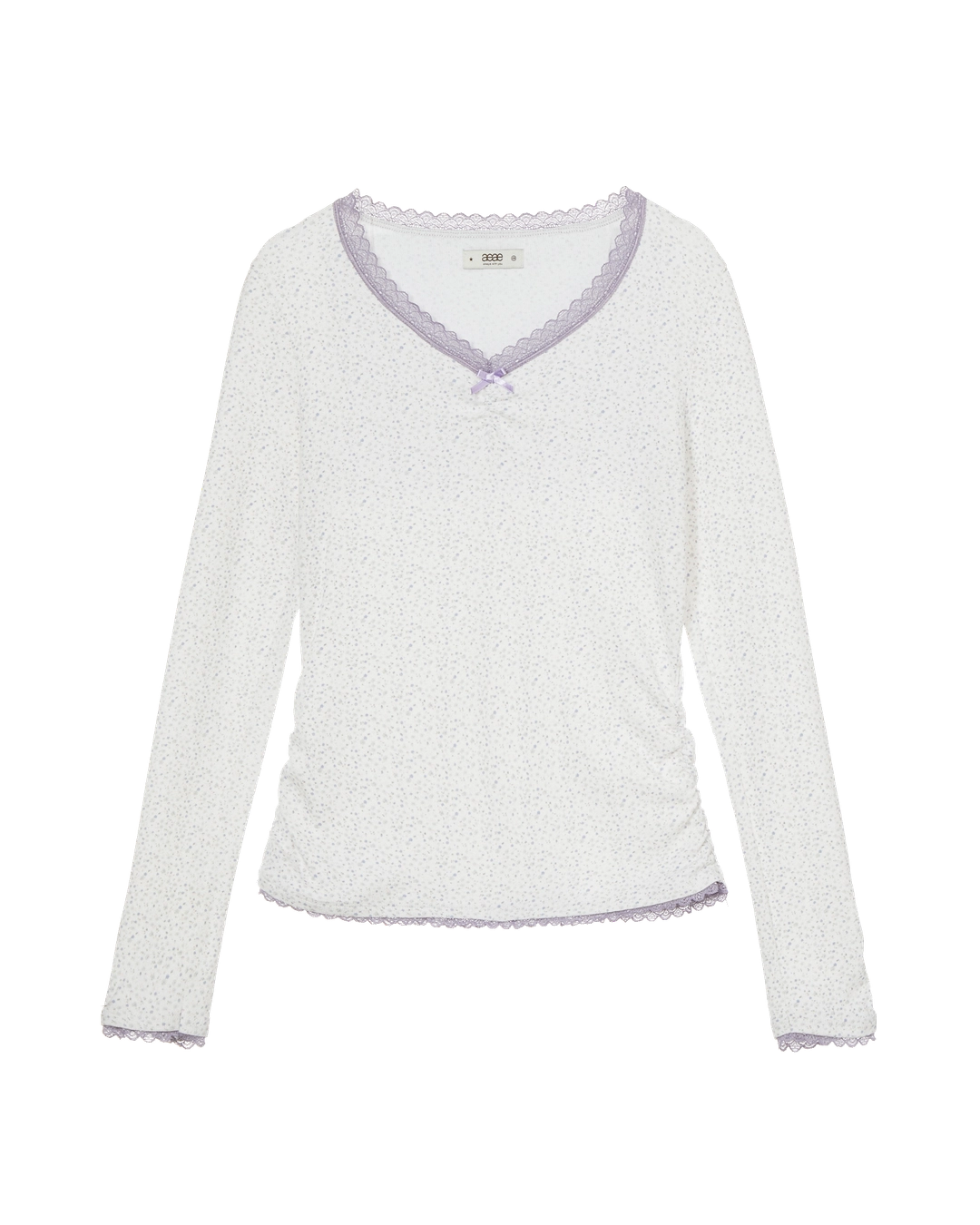 에이이에이이 FLOWER V NECK TEE [LIGHT PURPLE] 상품 이미지 1