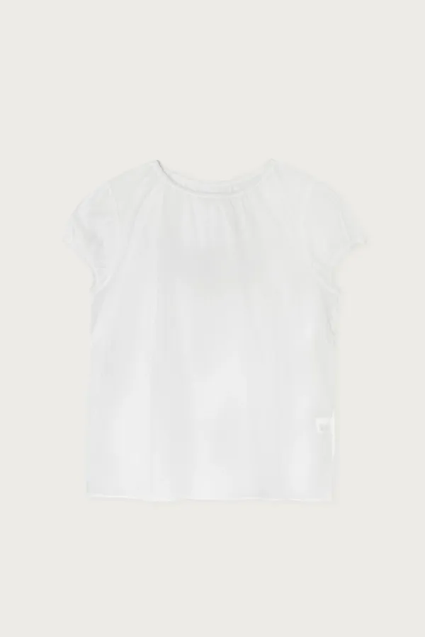 SHEER SHIRRING BLOUSE WHITE