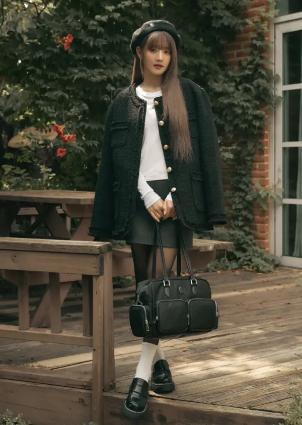 OVERFIT TWEED JACKET_BLACK