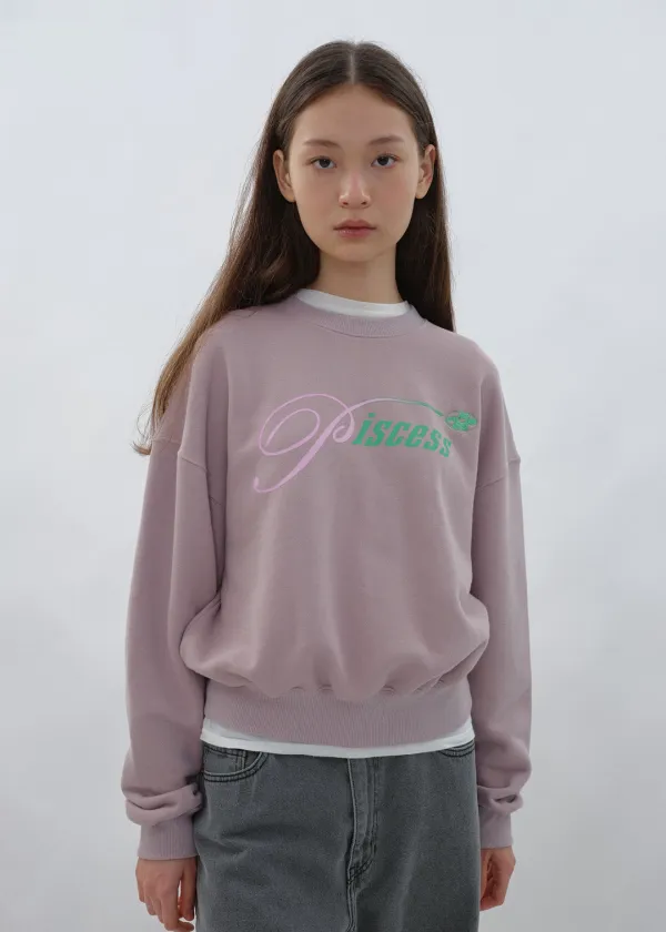 Lettering Logo Crop Sweatshirt_Ash Purple
