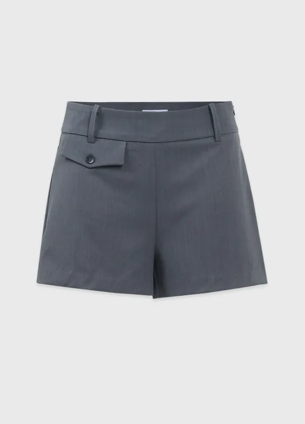  [25-36]  Nuveris Flap Shorts  누베리스 플랩 쇼츠 ( 여름-봄-클래식-하객룩-출근룩-오피스룩-데일리룩-격식룩-여름하객룩-페미닌-로우라이즈-숏팬츠-반바지-A라인-자체제작) 