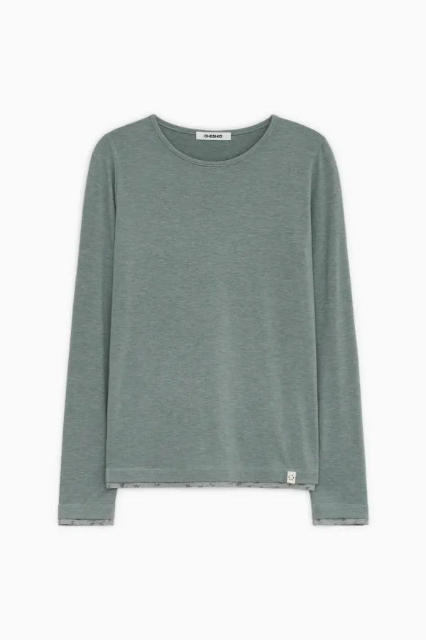 [10/6 SOON] FLORAL LAYERED LONG SLEEVE, SKY BLUE
