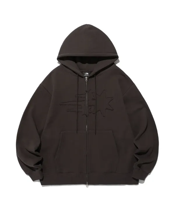 3star logo zip hoodie[brown]