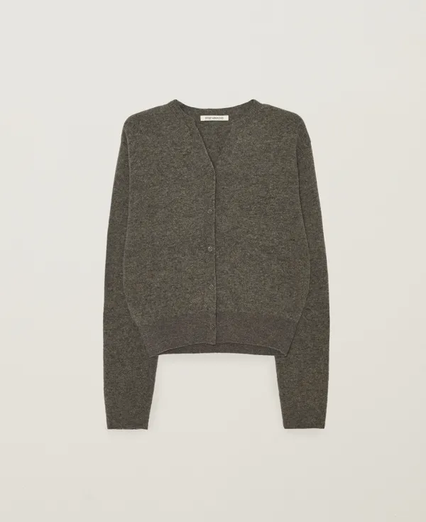 Cashmere whole garment round cardigan_CHARCOAL