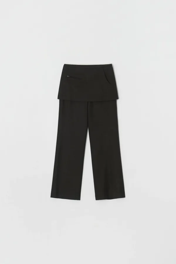 Zipper Pocket Skirt Pants (brown)