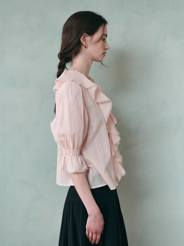 AMELIE frill puff blouse_pink