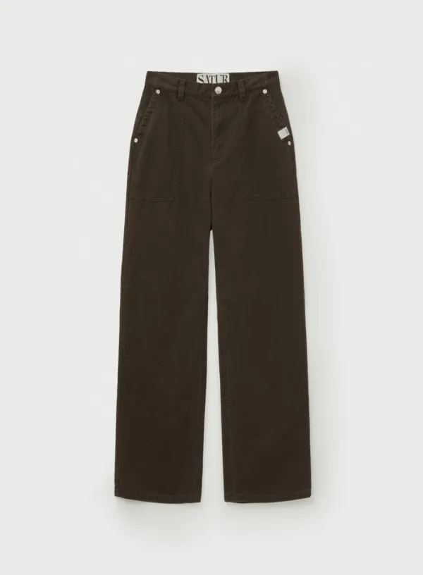 (W) Dying Semi Wide Fatigue Pants - Brown