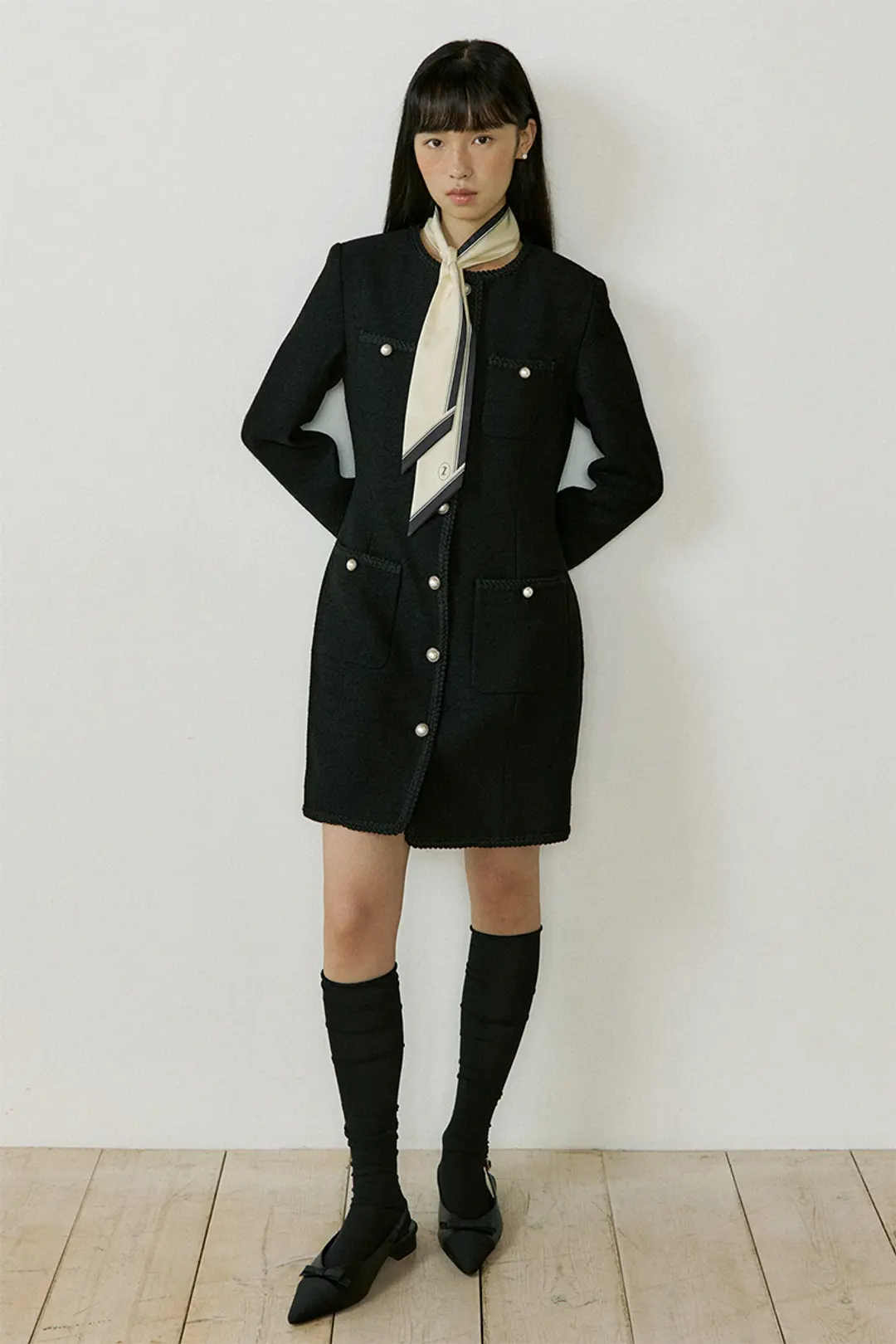 루시르주 Tweed Jacket One-piece (black) 상품 이미지 2