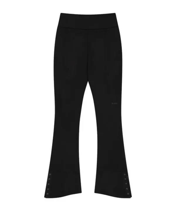 Button Slit Bootcut Pants / Black
